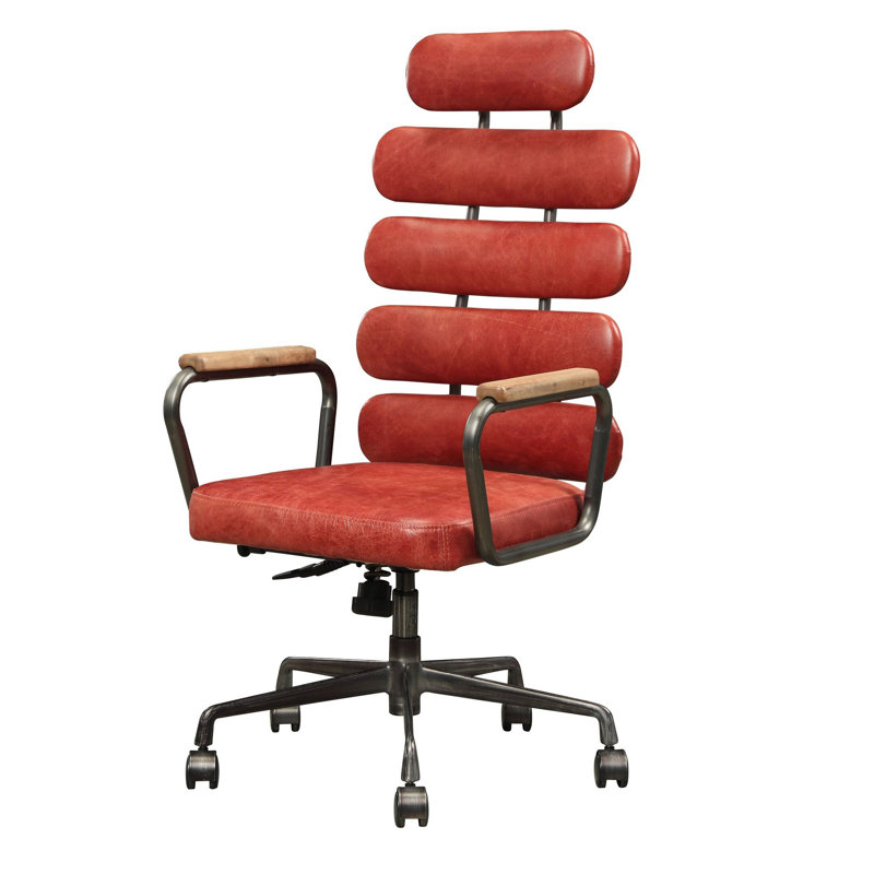 Benjara Leatherette Metal Swivel Executive Chair With Five Horizontal